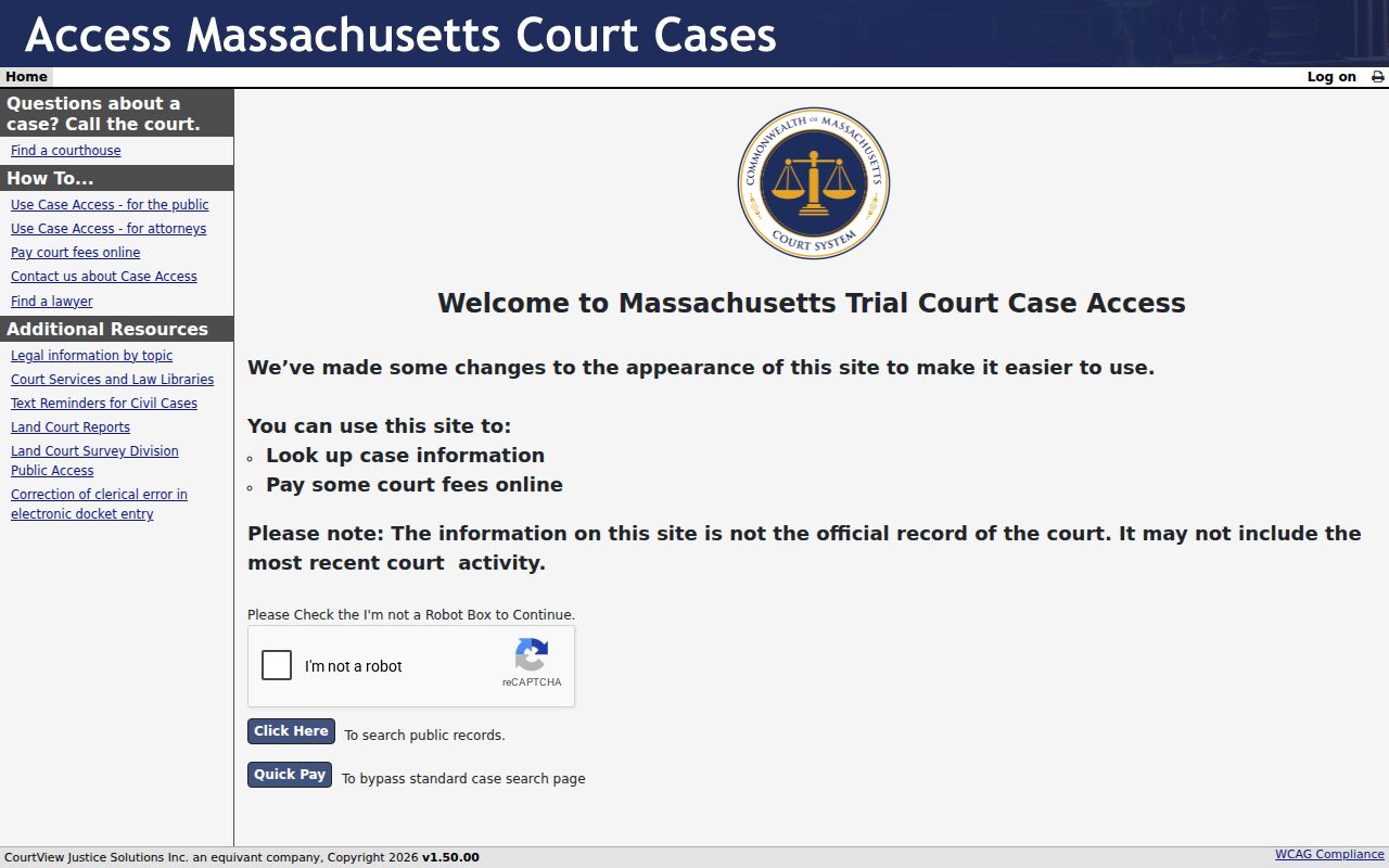 Worcester residents directory MassCourts public docket search