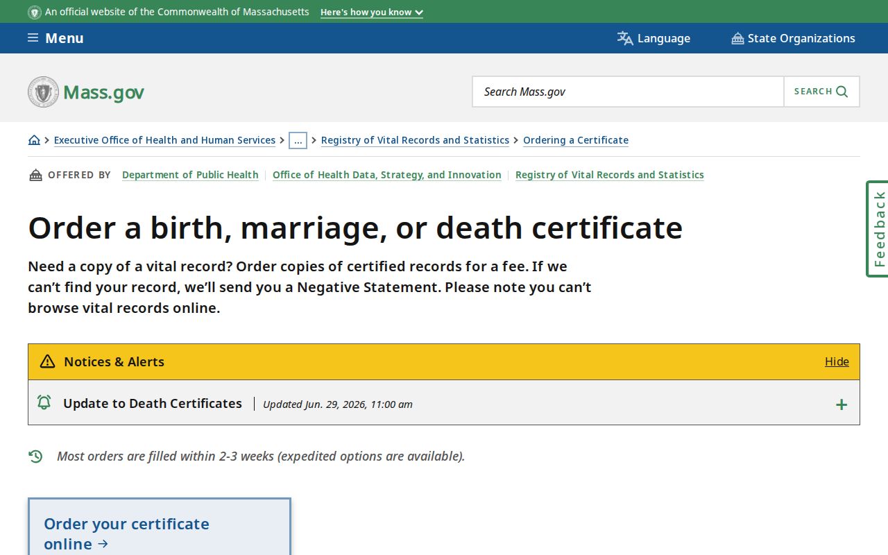 Worcester residents directory Massachusetts vital record ordering information